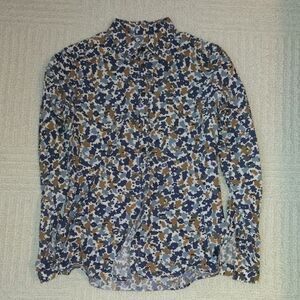 Burberry Brit Women's Blue and Brown Floral Patterned Shirt